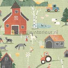 Farm teal papier peint Zoom Wallpaper creations 