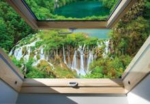 Waterfall window view fotomurais Bijzonder fotobehang Kleurmijninterieur