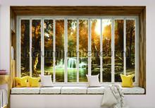 Waterfall seen through window fototapeten Kleurmijninterieur weltkarten 