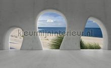 View on the beach from cave photomural Bijzonder fotobehang Kleurmijninterieur