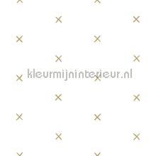 Grafisch kruismotief wit goud carta da parati Esta home Wallpaper creations 