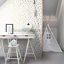 Gespikkelt terrazo wit goud behang 155-139133 Black and White Esta home