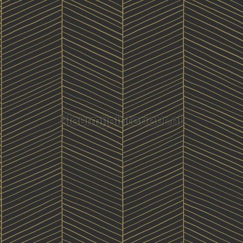 Hongaarse punt ritme zwart goud tapet 155-139136 Trendy Esta home
