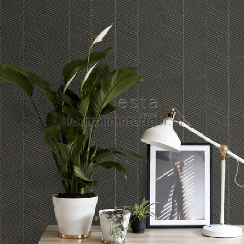 Hongaarse punt ritme zwart goud tapet 155-139136 Trendy Esta home