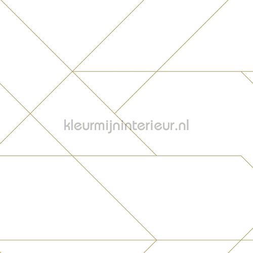 Diagonaal lijnenspel wit goud behang 155-139143 ruiten Esta home