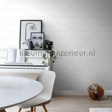 Diagonaal lijnenspel wit goud carta da parati 155-139143 quadrato Esta home