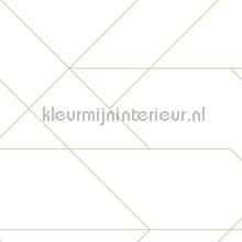 Diagonaal lijnenspel wit goud behang Esta home Grafisch Abstract 