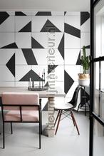 Balck and white tiles fotobehang Esta home Grafisch Abstract 