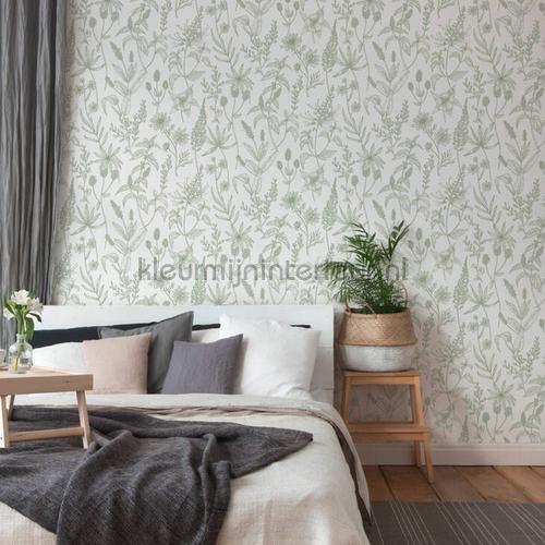 Lijntekening planten papier peint kmi322 romantique Kleurmijninterieur