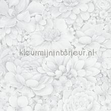 Behang met ton-sur-ton grote bloemenprint behaang Noordwand van vruuger 