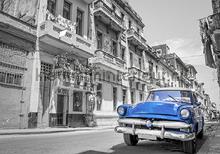 Blauwe oldtimer in the city fotobehang Kleurmijninterieur kinderkamer jongens 