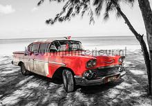 Red oldtimer on the beach fototapeten Fototapeten fur den jungenszimmer Kleurmijninterieur