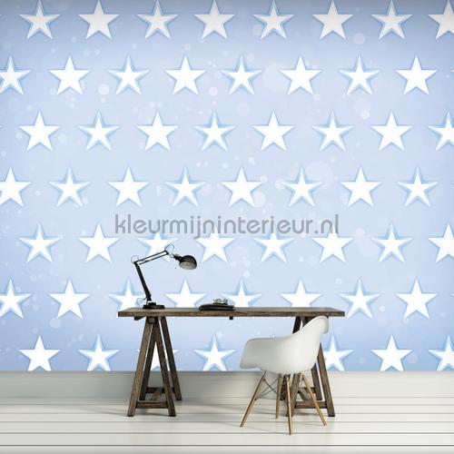 Stars white on grey background fotobehang Boys Kleurmijninterieur