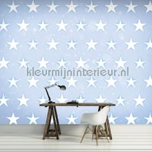 Stars white on blue background papier murales Kleurmijninterieur Voitures Transport 