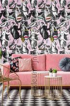 Watch out pink fotomurais Mindthegap PiP studio wallpaper 