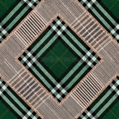 Checkered patchwork british green fotobehang WP20389 Klassiek Mindthegap