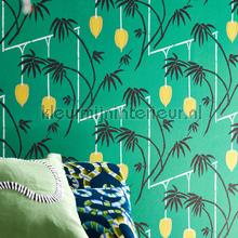 Kimiko Bottle green behang Harlequin Exotisch 
