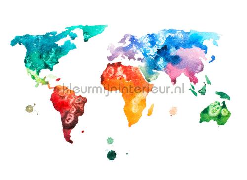 colorful worldmap fotomurales dd118697 mapas del mundo AS Creation