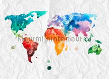 Colorful worldmap with sea reliefs fotomurali AS Creation Sun Mare Spiaggia 