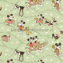 Mickey at the farm - macaron green papel pintado Sanderson Wallpaper creations 