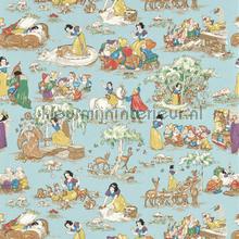 Snow white - puddle blue behang Sanderson Baby Peuter 