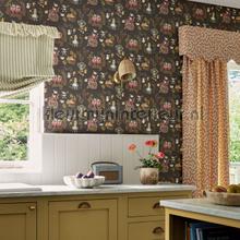 Alice in wonderland - chocolate wallcovering Sanderson Vintage- Old wallpaper 