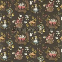 Alice in wonderland - chocolate papel de parede Sanderson Wallpaper creations 