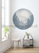 Behangcirkel blue valley interieurstickers Komar bloemen natuur 