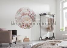 Behangcirkel pink and cream roses interieurstickers Komar bloemen natuur 