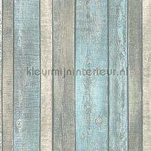 Licht turkoise planken van ruw hout behang AS Creation hout 