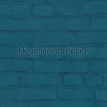 Geschilderde muur warm blauw behang AS Creation Elements 374144