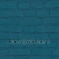 Geschilderde muur warm blauw tapet 374144 Sten Motiver