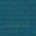 Geschilderde muur warm blauw behang 374144 Stenen Motieven