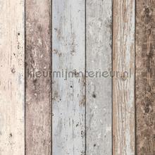 Gekleurde houten stroken wallcovering AS Creation wood 