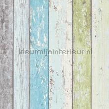 Gekleurde houten stroken papier peint AS Creation stress 