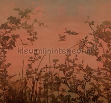 Cranes at dawn Marsala fotobehang Eijffinger Oosters Trompe loeil 