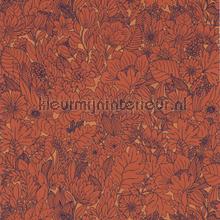 Dahlia garance cuivre tapet Casamance Ete Indien 75111324