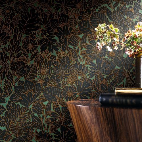 Dahlia jaspe or papel pintado 75111426 flores Casamance