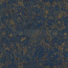 Dahlia marine or papel pintado Casamance rayas 