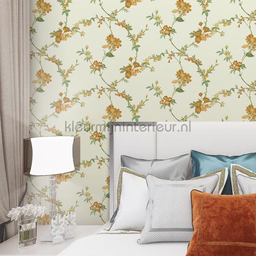 Flower green wallcovering FT221212 flowers Dutch Wallcoverings