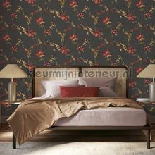 Flower black behang Dutch Wallcoverings Fabric Touch FT221214