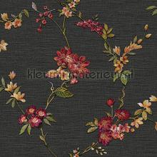 Flower black behang Dutch Wallcoverings Fabric Touch FT221214