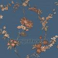 Flower dark blue wallcovering FT221215 Fabric Touch Dutch wallcoverings