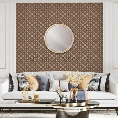 Geometric brown tapeten FT221226 Fabric Touch Dutch Wallcoverings