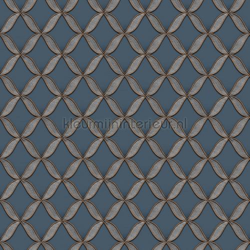 Geometric blue carta da parati FT221227 Fabric Touch Dutch Wallcoverings