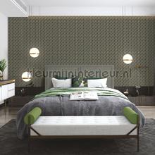 Geometric dark green behang FT221228 Fabric Touch Dutch Wallcoverings