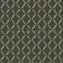 Geometric dark green behang Dutch Wallcoverings klassiek 