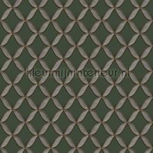 Geometric dark green tapeten FT221228 Fabric Touch Dutch Wallcoverings