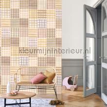 Patchwork vichy multico vintage wallcovering Casadeco wood 