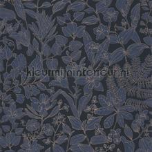 Esquisse bleu encre wallcovering Casadeco Vintage- Old wallpaper 